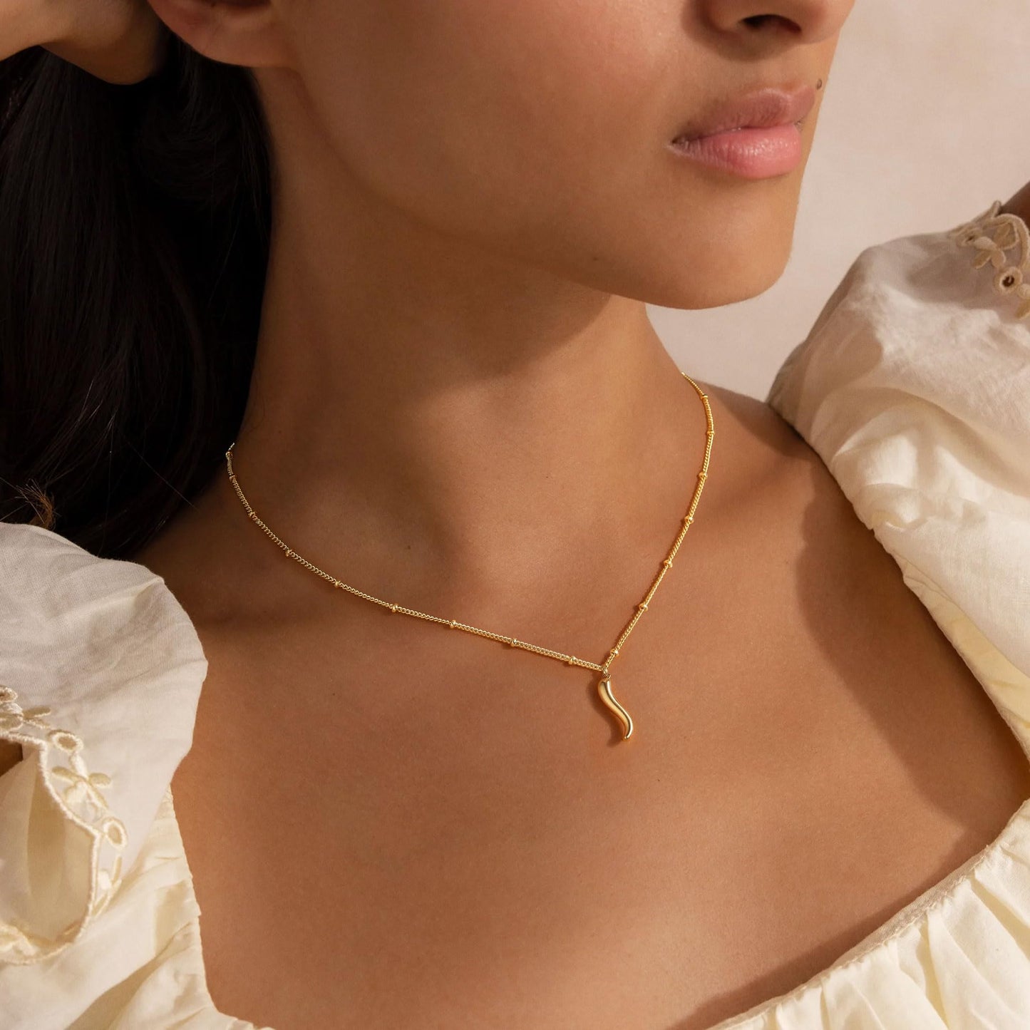 M MOOHAM Gold Necklace for Women Non Tarnish - Dainty 14K Gold Plated Beaded Chain Small Pendant Necklaces Simple Pearl Circle Beads Teardrop Pendant Necklace for Women Trendy Jewelry Gifts
