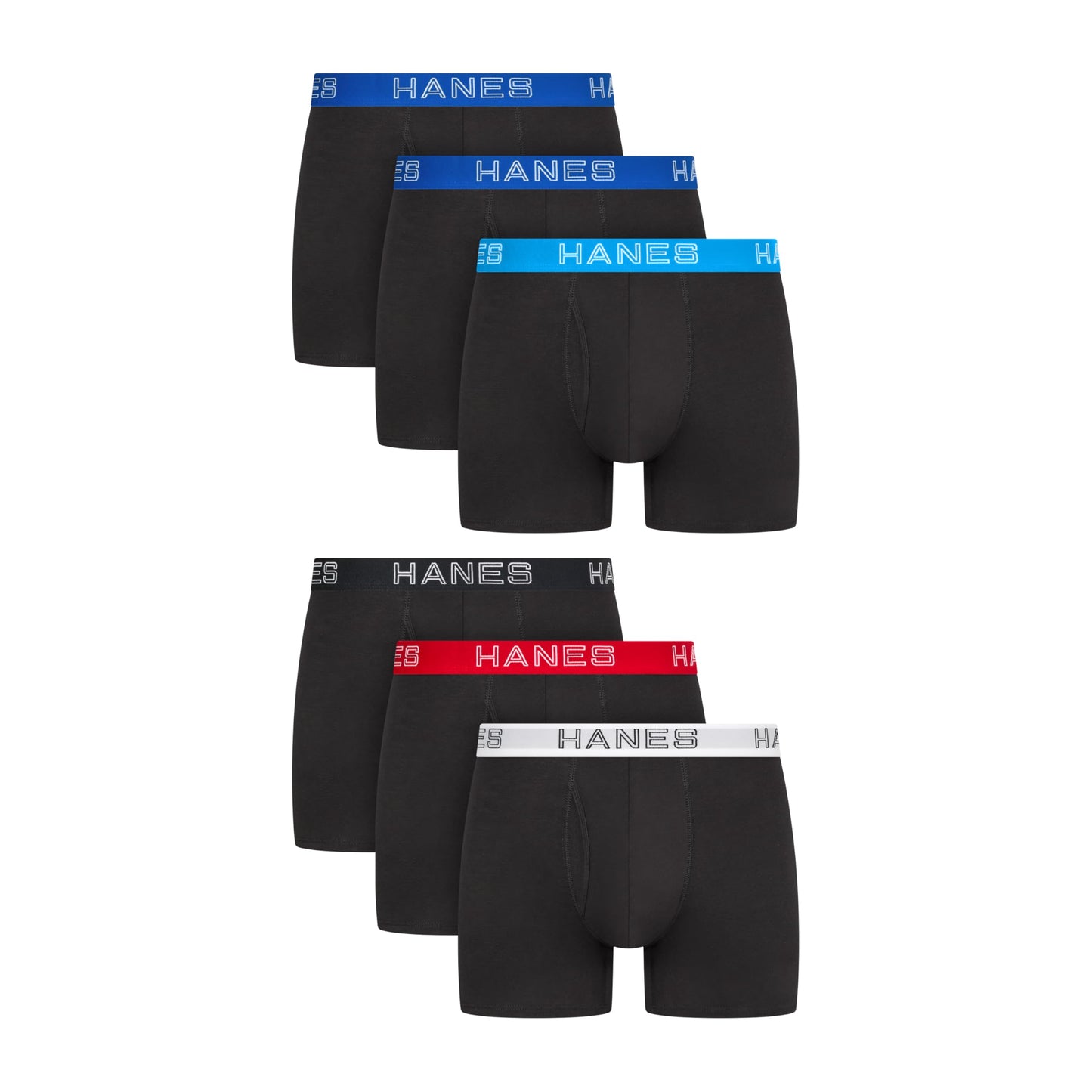 Hanes Mens Underwear Briefs, Cotton Stretch Moisture-wicking Multi-pack Boxer, Black - 6 Pack, XX-Large US