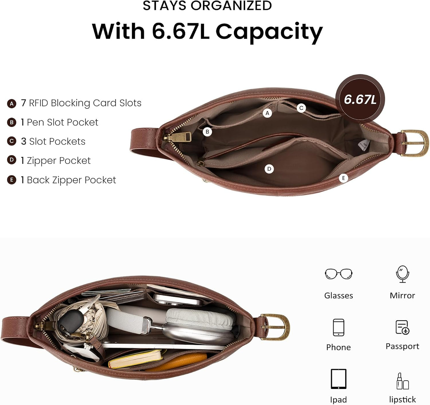 befen Genuine Leather Purses for Women, RFID Medium Leather Crossbody Bags Shoulder Purse Handbags