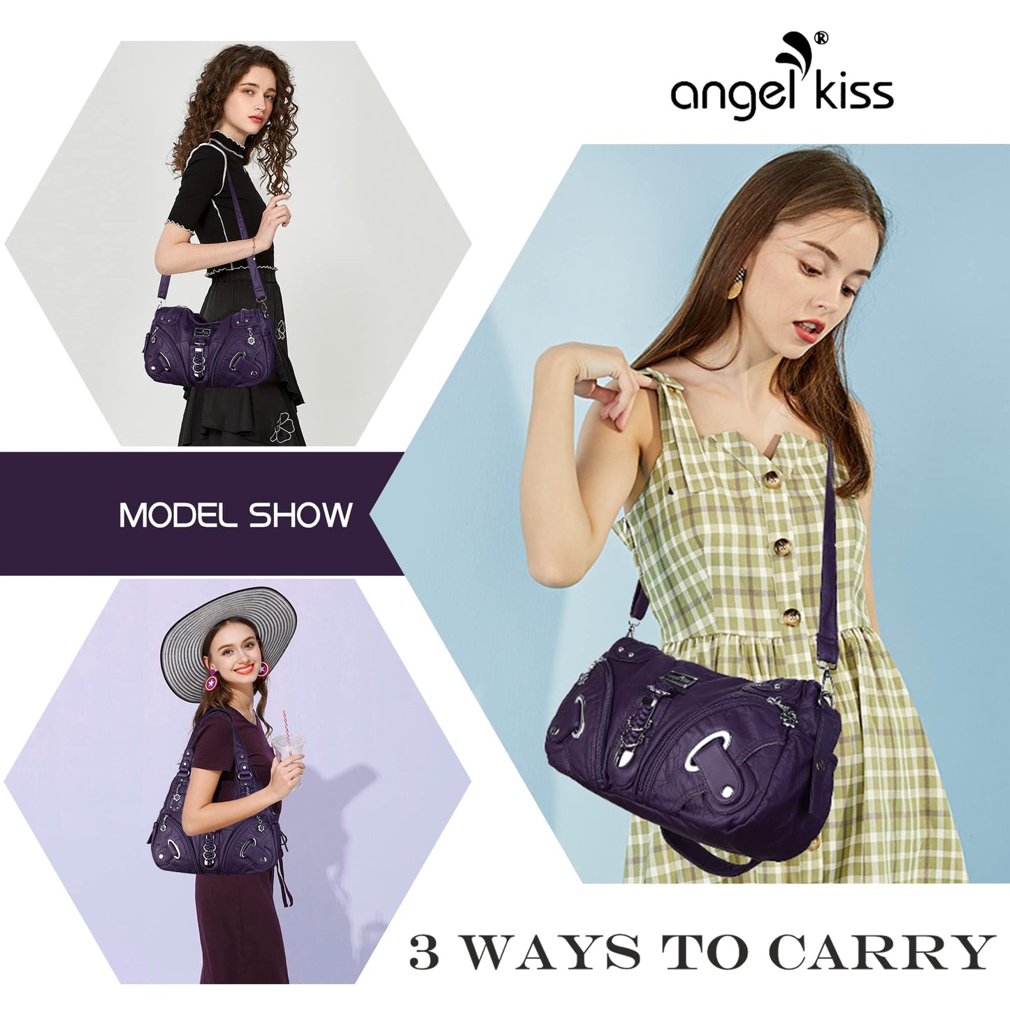 Angelkiss Hobo Purses and handbags for Women Satchel Handbag Women Purses Large Daily Shoulder Bags