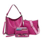 Purses for Women 3PCS, Crossbody Bags Set Large Leather Purse Shoulder Handbags with Wallet Adjustable Straps for Ladies Tote