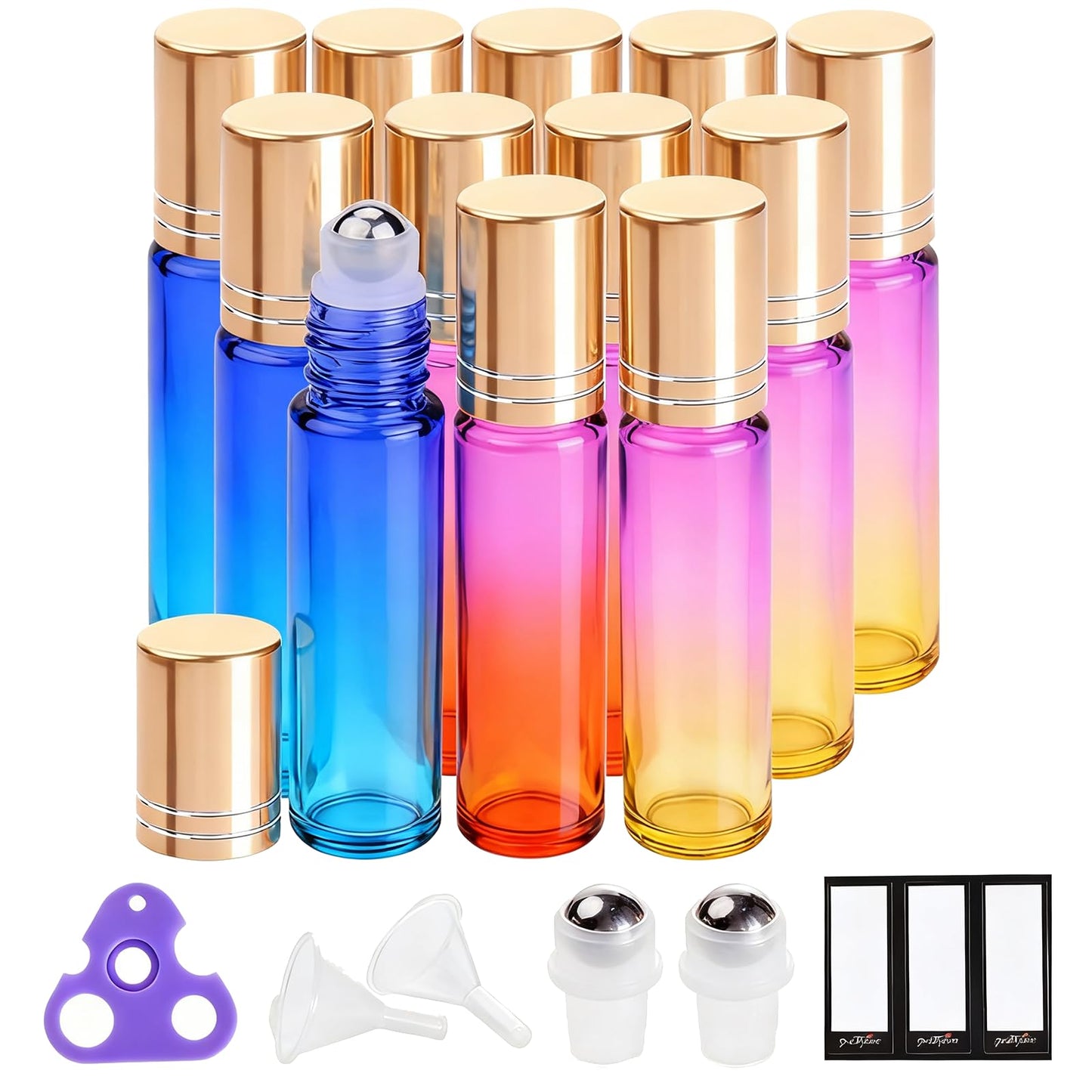 PrettyCare 4 Pack Amber Glass Oil Roller Bottles for Essential Oils 10ml, Roll On Bottles with Stainless Steel Roller Ball Leak-Proof Perfume Travel Refillable Bottle Empty, Beauty & Personal Care