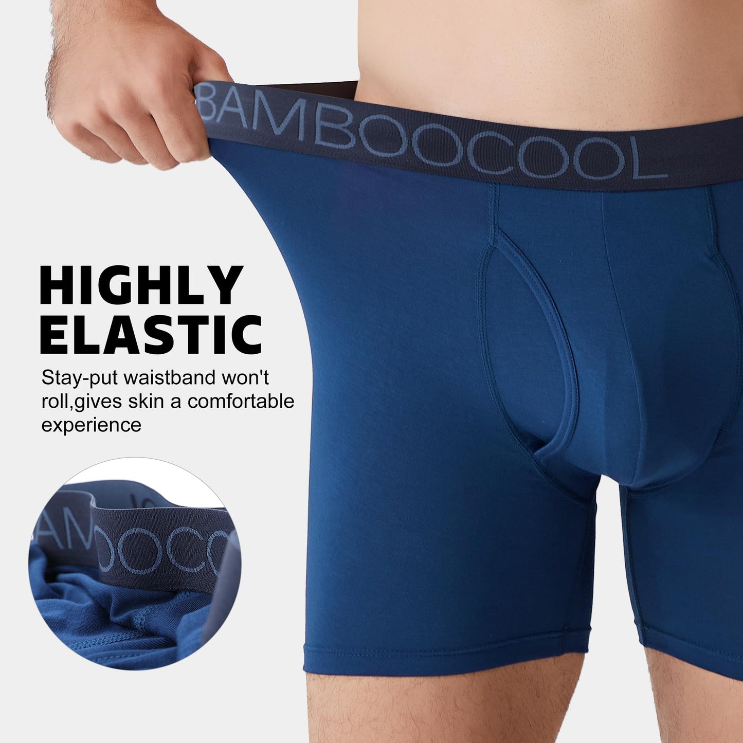 BAMBOO COOL Ultra Soft Mens Underwear Boxer Briefs Multi-pack | Bamboo Fabric‌,No Ride Up,More Breathable Than Cotton