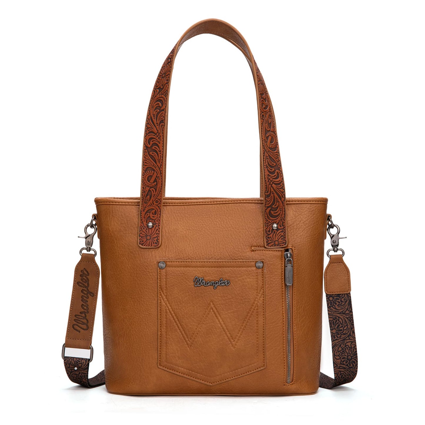 Montana West Wrangler Cowhide Tote Bag for Women Western Tooling Handbag Leather Fringing with Turquoise Stone Concho