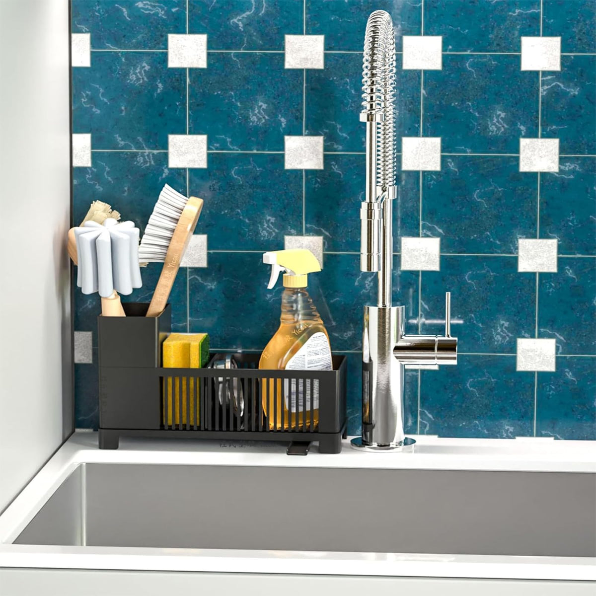 SuoXing Rustproof Kitchen Sink Organizer,Multifunctional Sink Organizer Caddy
