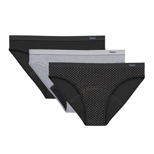 Hanes Women's Comfort, Period. Underwear, Bikini Period Underwear, Super Leaks Period Underwear, 3-pack
