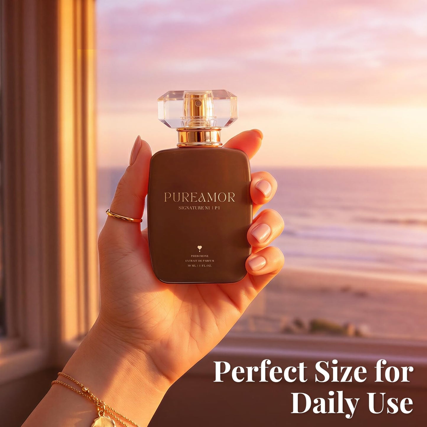 PUREAMOR Pheromone Perfume for Women, Moonlight Mellow Extrait de Parfum - Long Lasting Sweet Floral Gourmand Scent, 30% High Concentration, Full Size Fragrance Spray, 1.0 oz / 30 ml