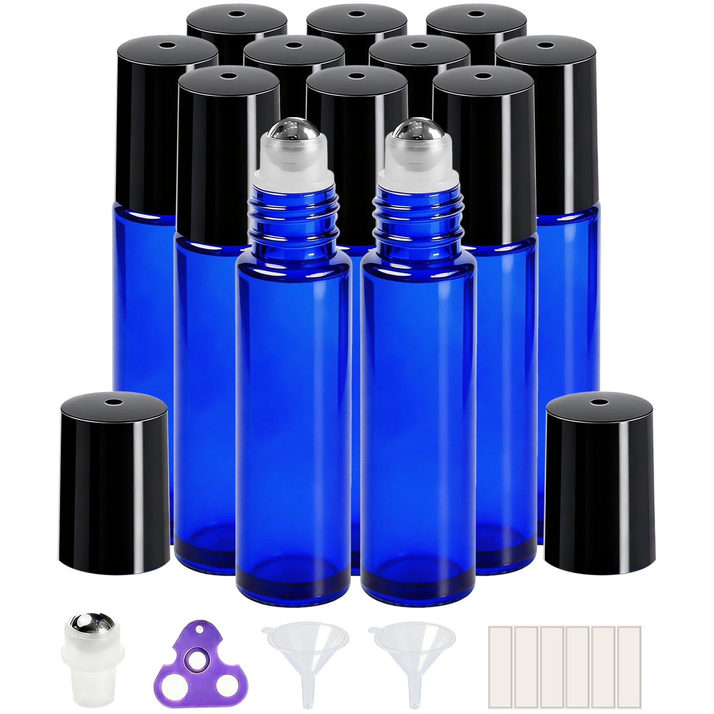 PrettyCare 4 Pack Amber Glass Oil Roller Bottles for Essential Oils 10ml, Roll On Bottles with Stainless Steel Roller Ball Leak-Proof Perfume Travel Refillable Bottle Empty, Beauty & Personal Care