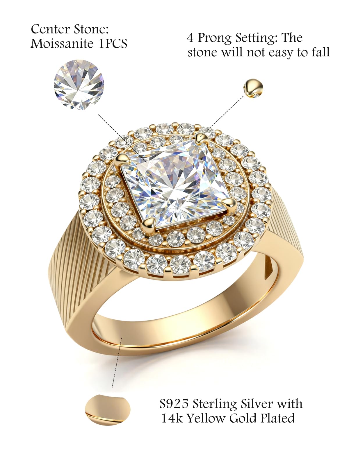 Personalized Princess Cut Moissanite Engagement Ring for Women – 10K/14K/18K Gold Custom Promise, Wedding & Anniversary Ring with Luxury Gift Box
