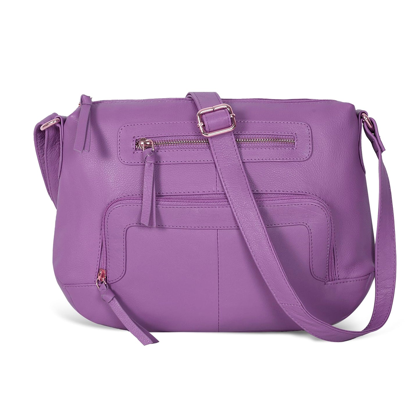 Oak Leathers Women's Crossbody Bag - Genuine Leather Crossover Shoulder Purse With Adjustable Sling Strap - Medium Size