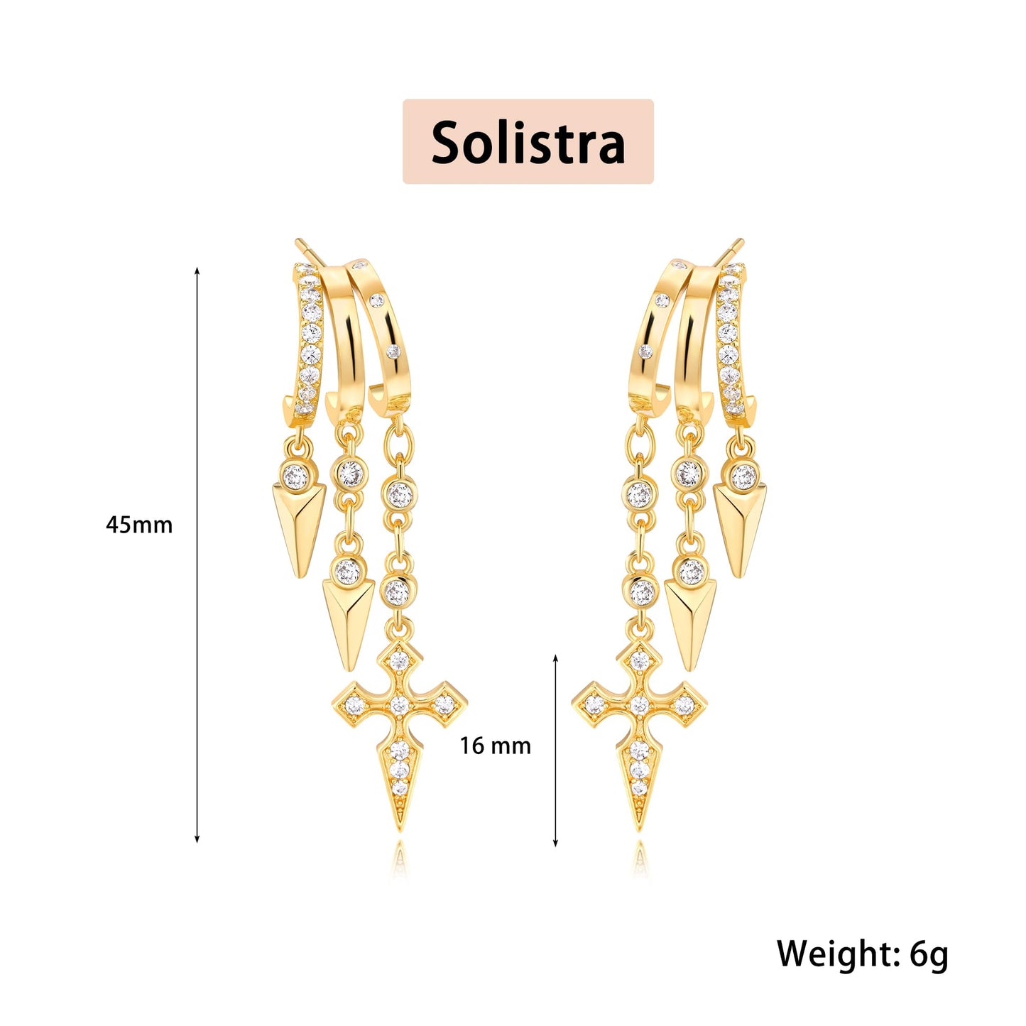 Gold Dangle Earrings for Women, 14k Gold Plated Stacked Triple Hoop Illusion Earrings Cubic Zirconia Huggie Earrings for Women Trendy