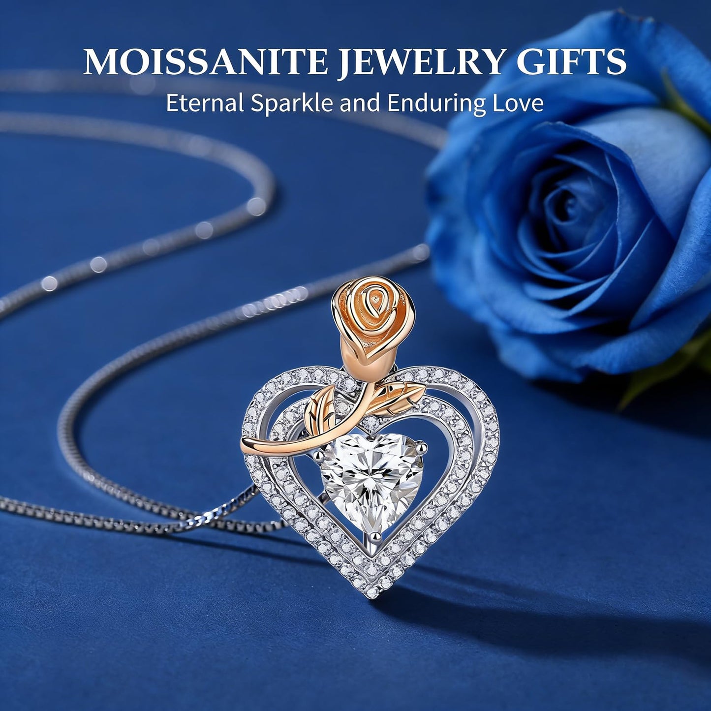 Gorgeous Moissanite Necklaces for Women - Sterling Silver 1-3CT D Color Moissanite Pendant Necklace, Mother Day Birthday Gifts for Mom Wife Girlfriend Daughter, Wedding Anniversary Christmas Jewelry Gift