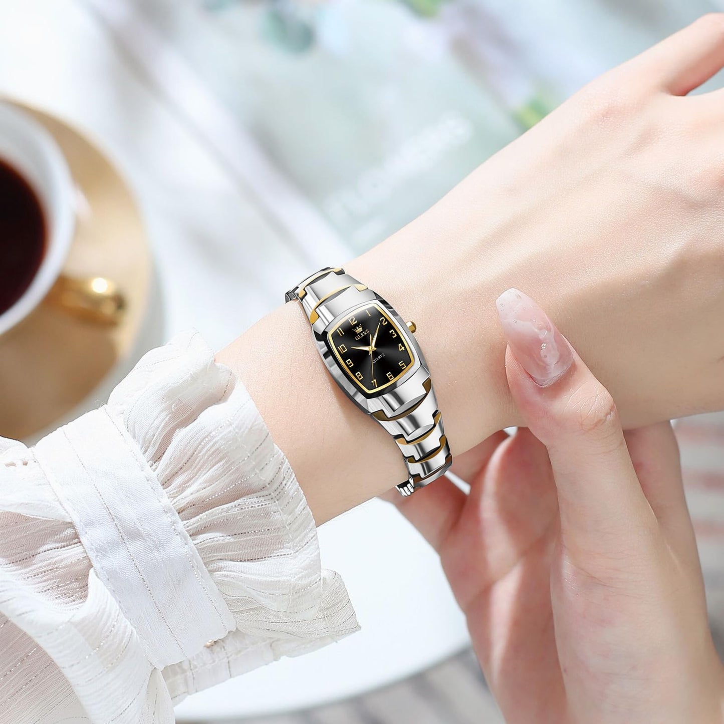 OLEVS Watch Women Luxury Dainty Vintage Square/Round Small Watches for Women Waterproof Stainless Steel Analog Women's Watches with Day Date Fashion Dress Easy Read Female Watch Reloj para Mujer
