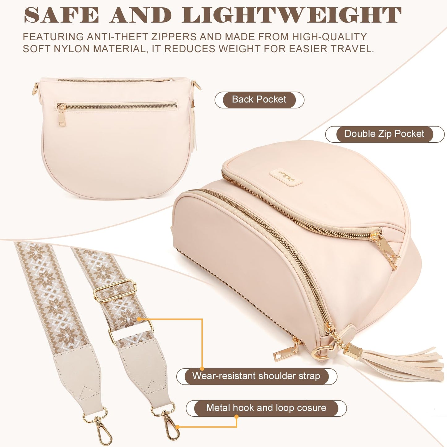Checkered Crossbody Bag Anti Theft Spacious Bum Bags for Women Nylon Fanny Packs Lightweight Purse Wallet for Travel