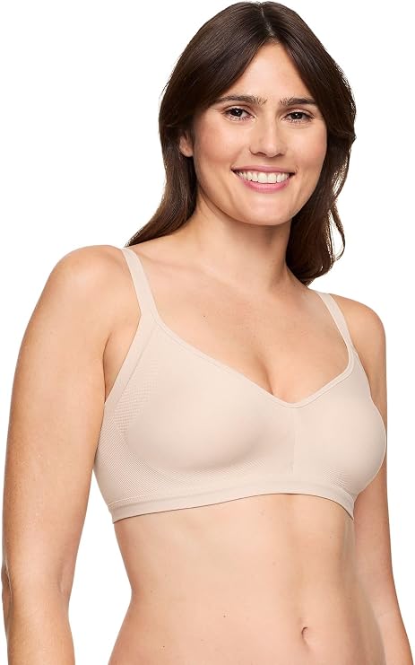 Warners Blissful Benefits Underarm-Smoothing With Seamless Stretch Wireless Lightly Lined Bra, Butterscotch, X-Large (Clearance)