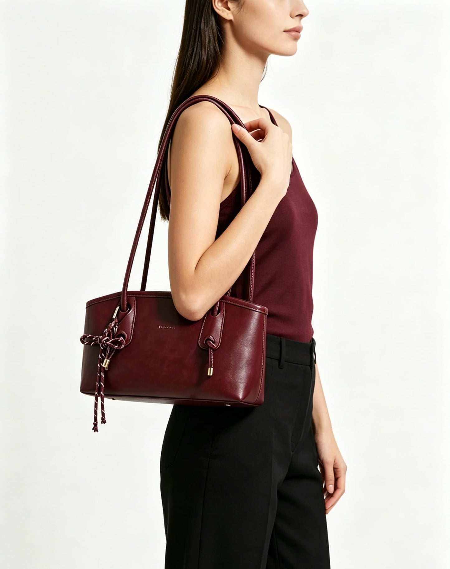 Shoulder Bag for Women Brown Purse Vintage Leather Shoulder Handbag Trendy Everyday Purse with Pendant