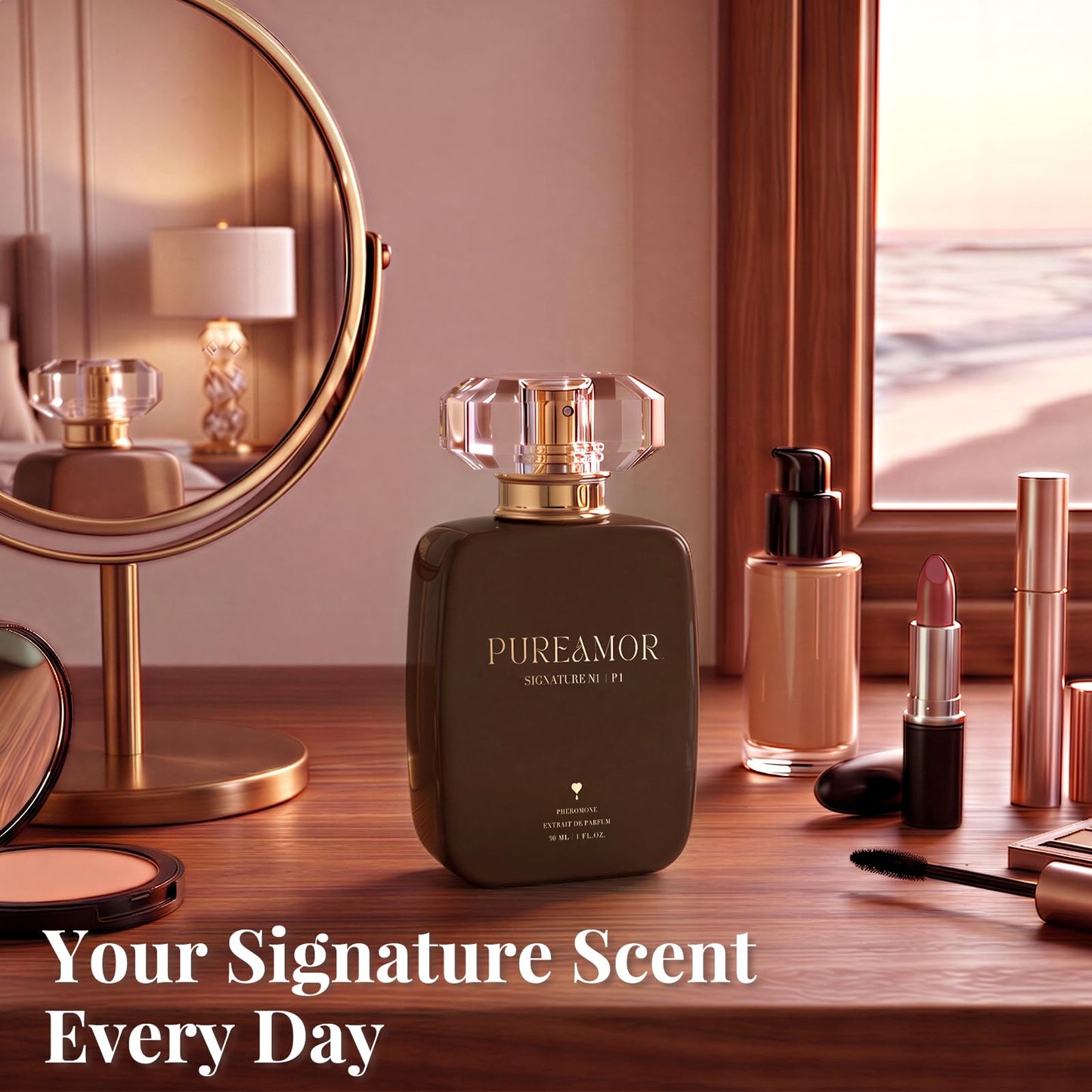 PUREAMOR Pheromone Perfume for Women, Moonlight Mellow Extrait de Parfum - Long Lasting Sweet Floral Gourmand Scent, 30% High Concentration, Full Size Fragrance Spray, 1.0 oz / 30 ml