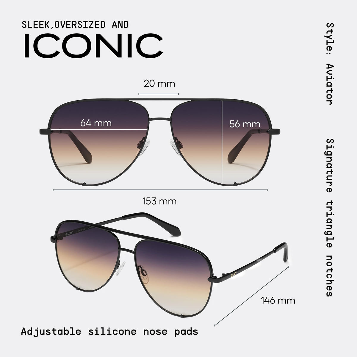 QUAY High Key Polarized Aviator Sunglasses, Oversized, Gold Frame Stylish Sunglasses with UV Protection, Unisex Brown Fade Lens Aviators for Men and WomenQUAY High Key Polarized Aviator Sunglasses, Oversized, Gold Frame Stylish Sunglasses w…