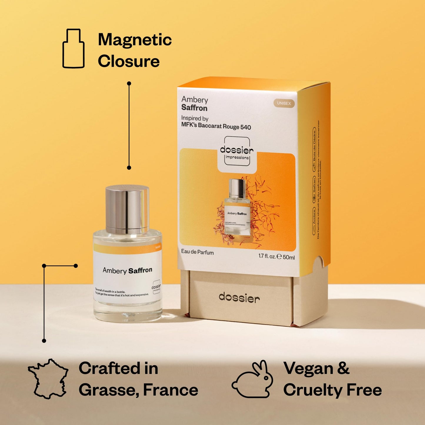 Dossier - Ambery Vanilla - Eau de Parfum - Vanilla Perfume - Inspired by Black Opium - Long-Lasting Fragrance - Feminine - 1.7 fl oz (50ml)