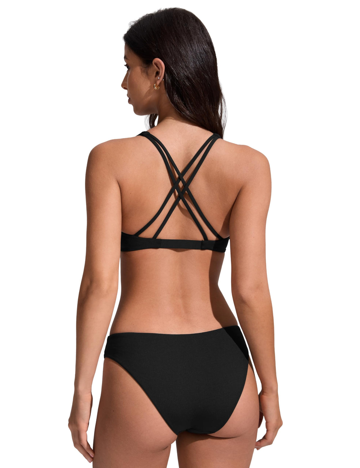 CRZ YOGA Twist Front Bikini Tops for Women - Padded V Neck Criss Cross Back Triangle Sexy Swim Bathing Suit Fuchsia Medium