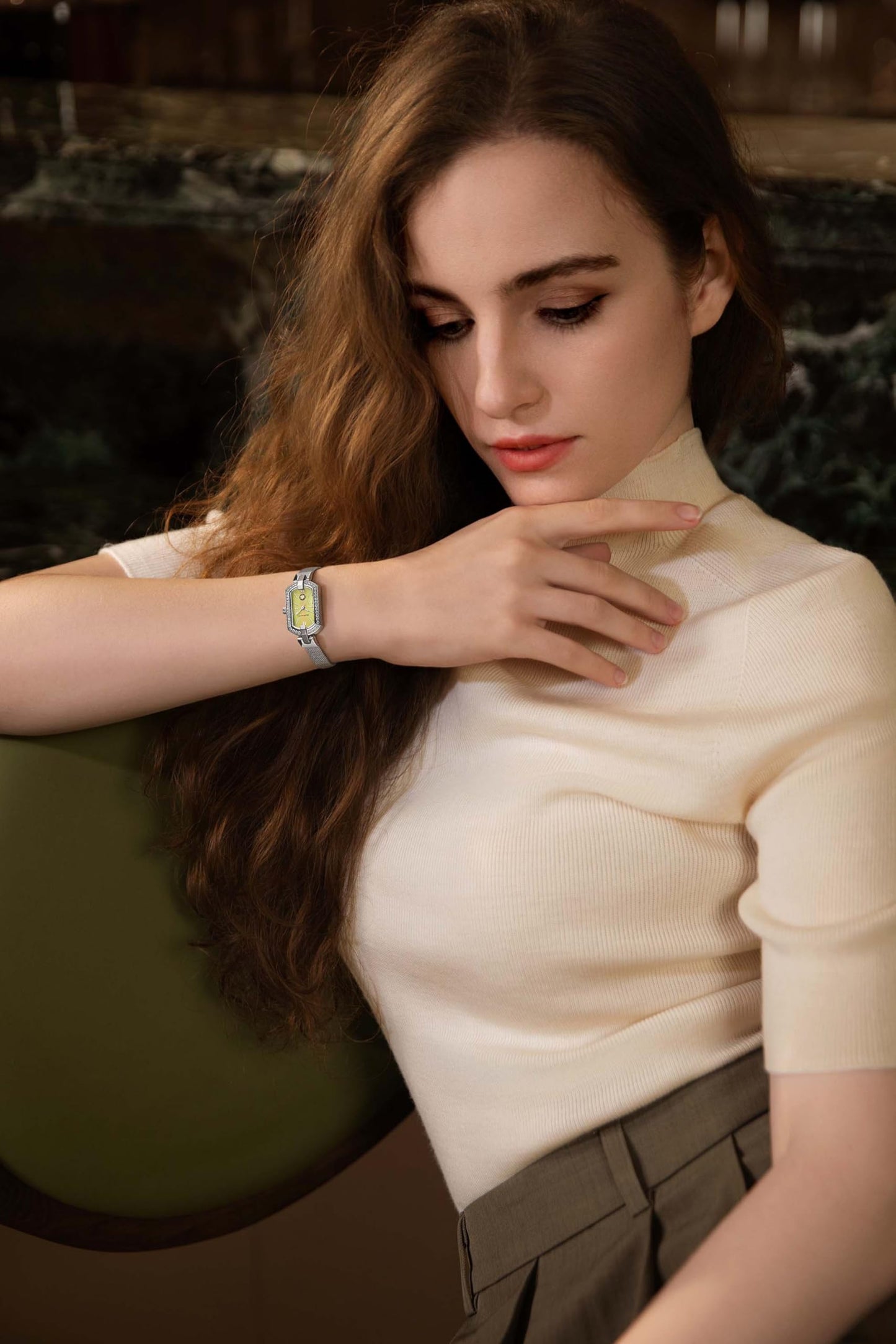 Golden Maple Watches for Women, Small Oval Stainless Steel Case, Mother fo Pearl Dial, Dainty Ladies Watches, Luxury Gifts for Her