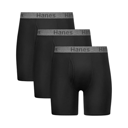 Hanes Men's Stay Dry Pouch Boxer Briefs, Performance Stretch Boxer Brief with Leak Protection, 3-Pack