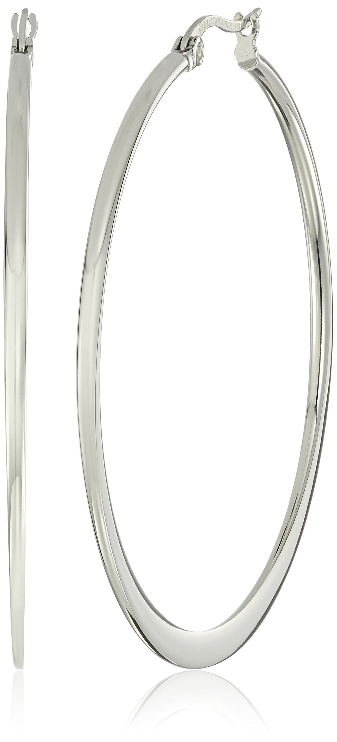 Amazon Essentials Gold Plated or Stainless Steel Flattened Hoop Earrings