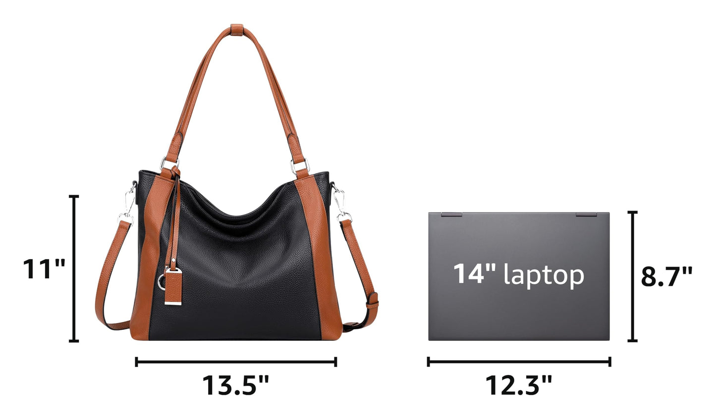 Over Earth Genuine Leather Purses for Women Large Hobo Bags Lady Shoulder Handbags with Detachable Strap
