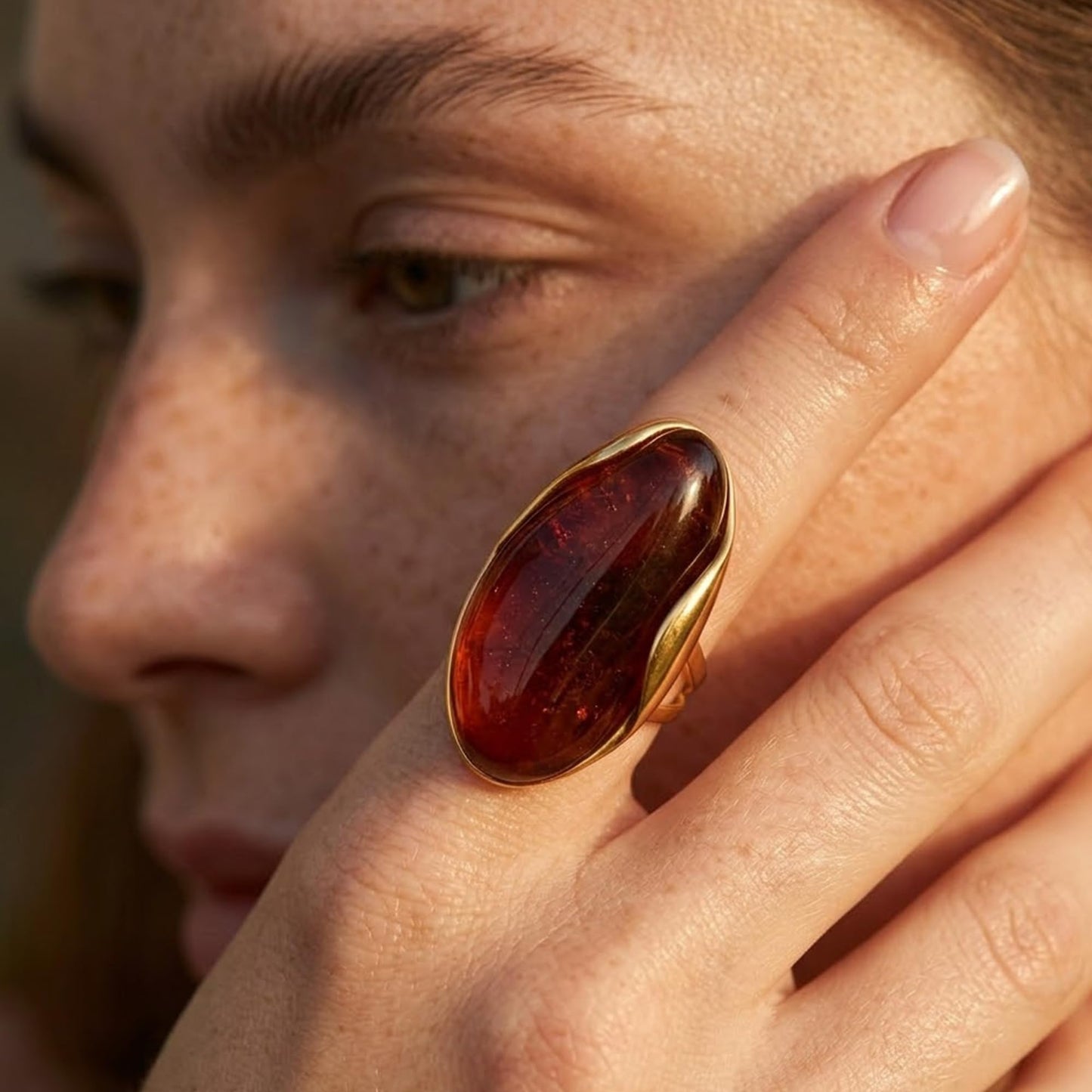 Mchic Colorful Chunky Statement Ring for Women: Boho Large Oval Acrylic Finger Ring Stainless Steel Adjustable Beach Summer Y2K Handmade Jewelry Gift for Women