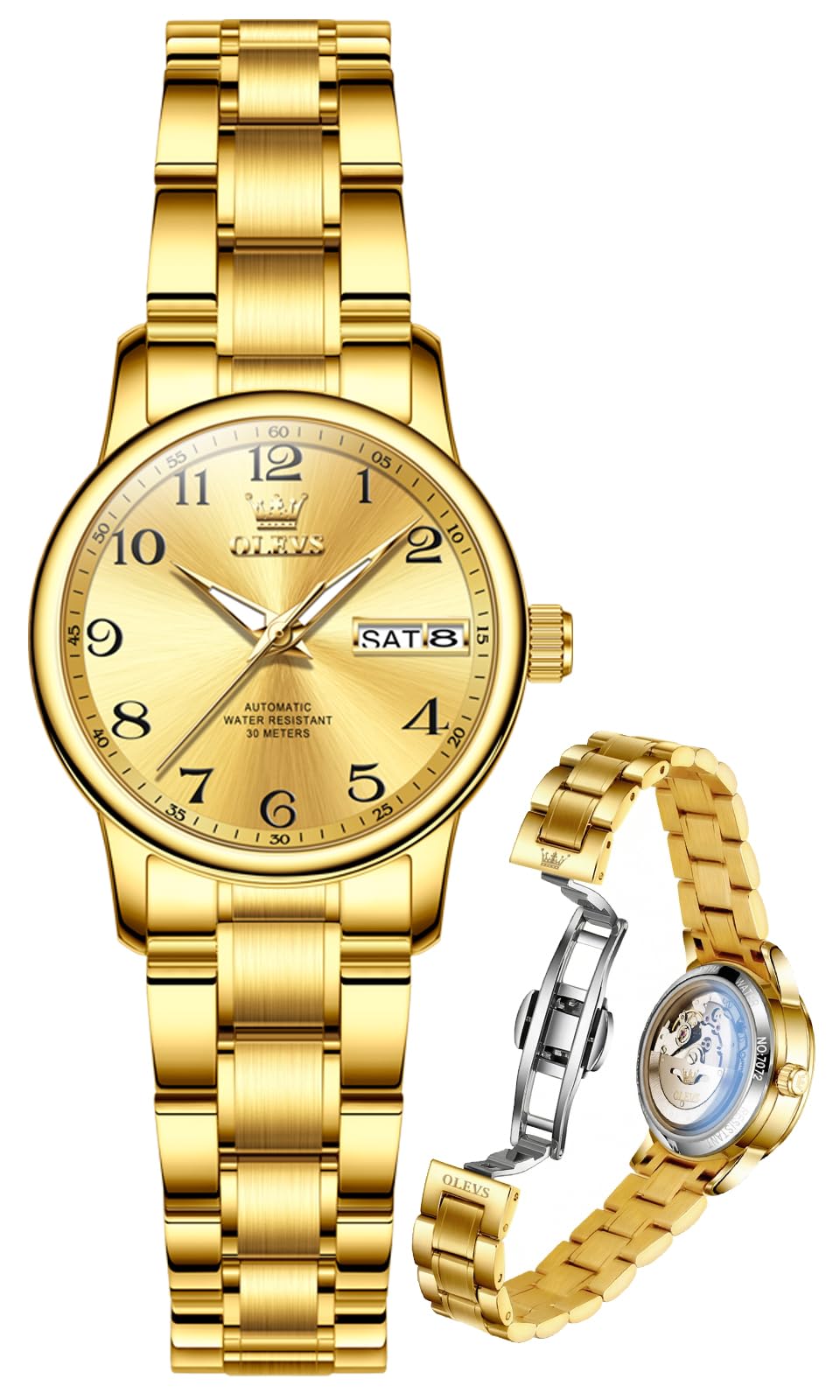 OLEVS Watch Women Luxury Dainty Vintage Square/Round Small Watches for Women Waterproof Stainless Steel Analog Women's Watches with Day Date Fashion Dress Easy Read Female Watch Reloj para Mujer
