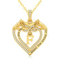 Uncle LOL Jewelry — 14K Gold Initial Letter Rose Heart Pendant Necklace for Women, Anniversary Birthday Jewelry Gifts for Wife Mom Grandma Sister Daughter, I Love You for Always And Forever
