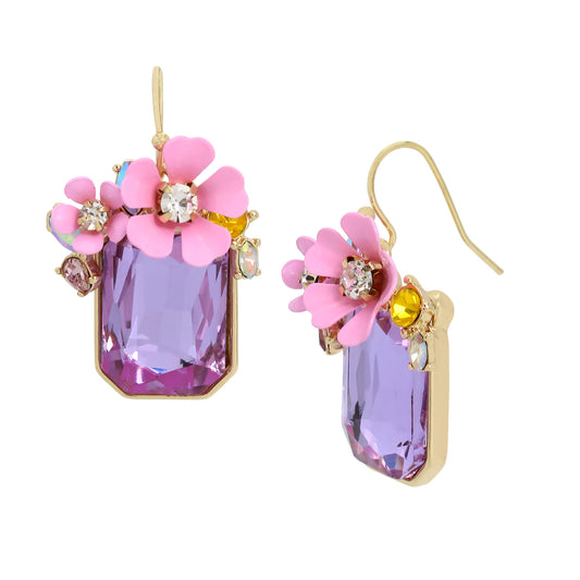 Flower Cluster Stone Drop Earrings