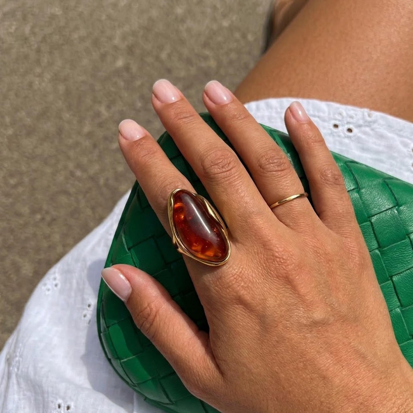 Mchic Colorful Chunky Statement Ring for Women: Boho Large Oval Acrylic Finger Ring Stainless Steel Adjustable Beach Summer Y2K Handmade Jewelry Gift for Women