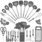 Kitchen Utensil Set-Silicone Cooking Utensils-33 Kitchen Gadgets & Spoons for Nonstick Cookware-Silicone and Stainless Steel Spatula Set-Best Kitchen Tools, Useful Pots