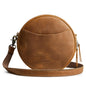 S-ZONE Leather Crossbody Bags for Women Circle Shoulder Round Purse Travel | Top Grain Leather, Keychain, Designer Handbag, Vintage, Multi Pockets, Detachable Strap, Eveyday Outing