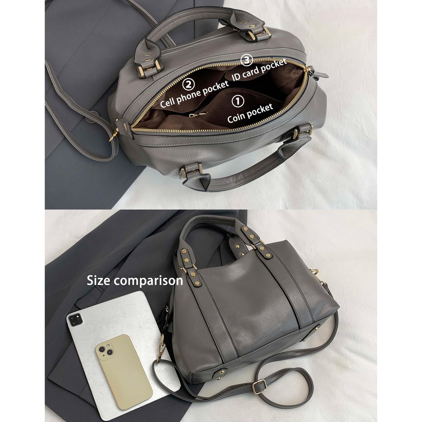 Handbags and Purses for women Vegan Leather Tote Bag for Women Satchel Shoulder Bags Travel Purse with Compartments