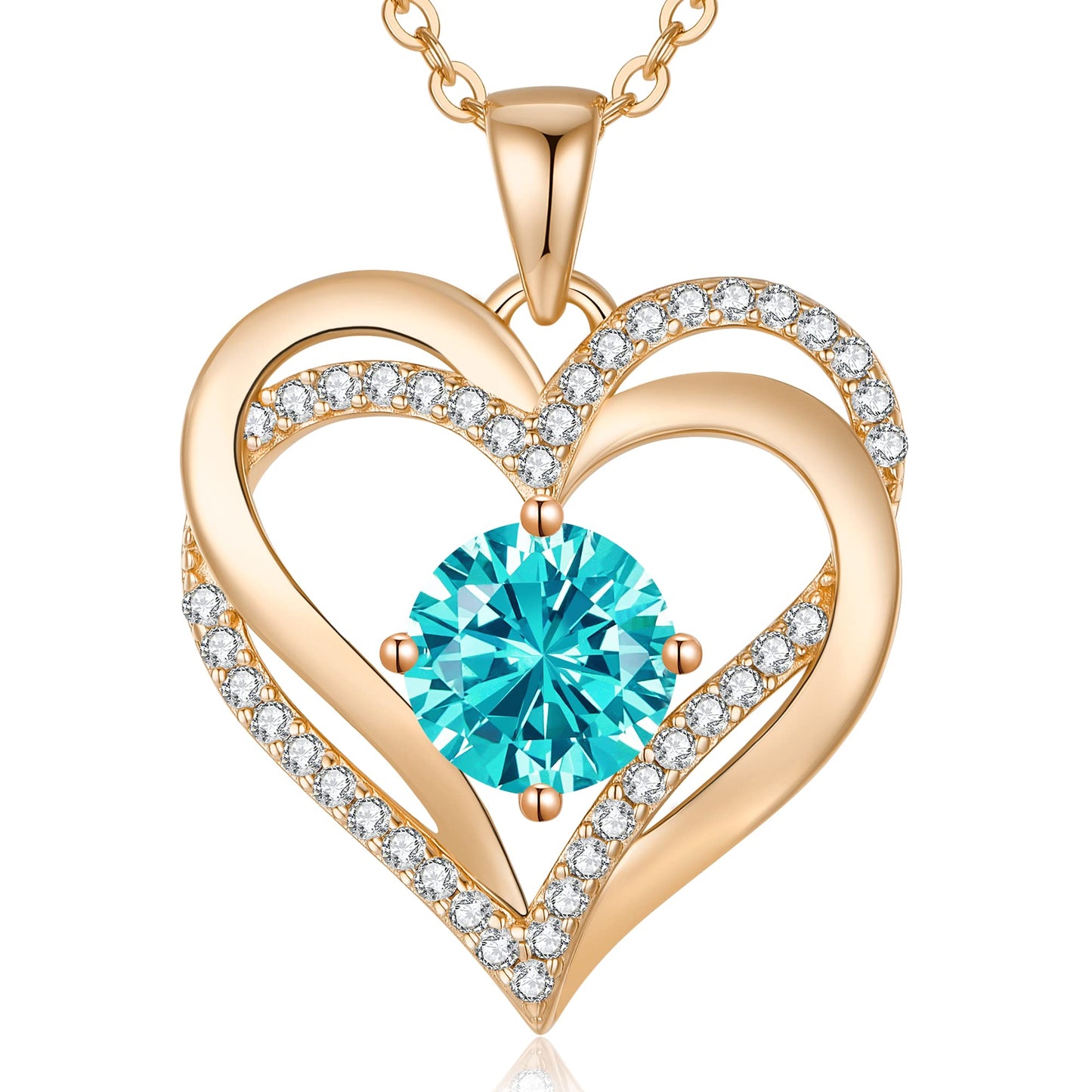 LOUISA SECRET Double Love Heart Birthstone Necklaces for Women, Birthday Gift for Girlfriend, Anniversary Jewelry Gift for Her, 925 Sterling Silver Jewelry Christmas Anniversary Birthday Present Gifts for Wife Girlfriend Mom Grandma Daughter
