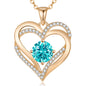 LOUISA SECRET Double Love Heart Birthstone Necklaces for Women, Birthday Gift for Girlfriend, Anniversary Jewelry Gift for Her, 925 Sterling Silver Jewelry Christmas Anniversary Birthday Present Gifts for Wife Girlfriend Mom Grandma Daughter