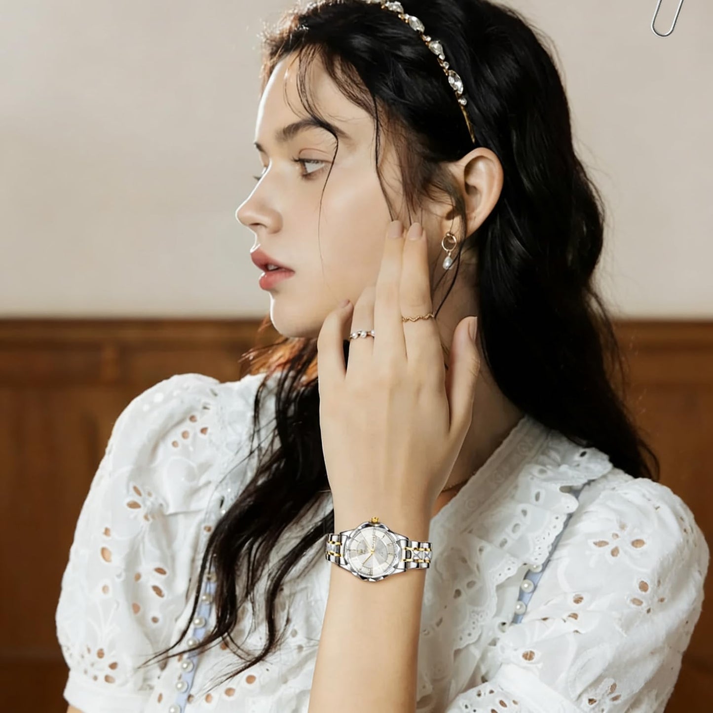 OLEVS Women's Luxury Elegant Watch, Fashion Waterproof Ladies Dress Watch, Stainless Steel Gold Silver Watches for Women, Small Wrist with Day Date, Ideal for Gift Daily Wear