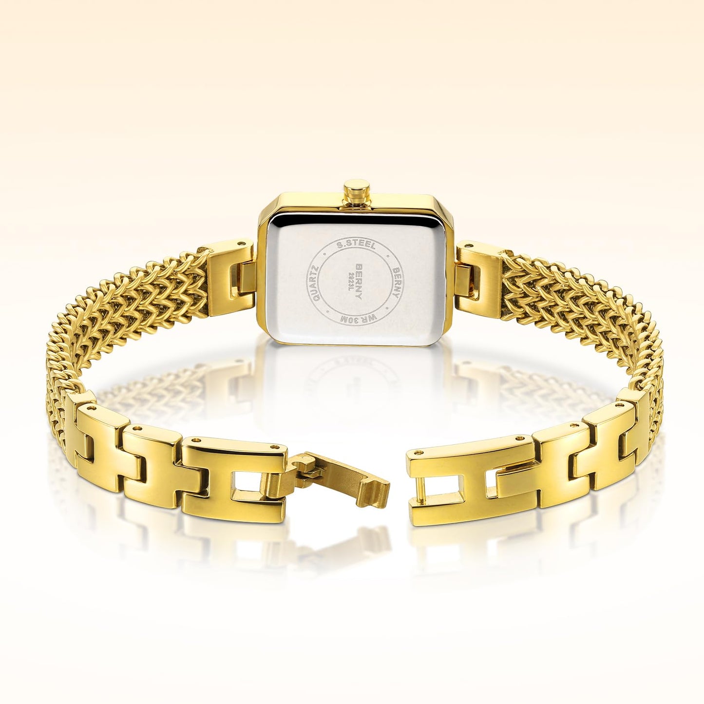 BERNY Silver Watches for Women Ladies Wrist Watch and Bracelet Set Dainty Quartz Bracelet Watch Premium Crystal Accented Fashion Luxury Birthday Present for Women