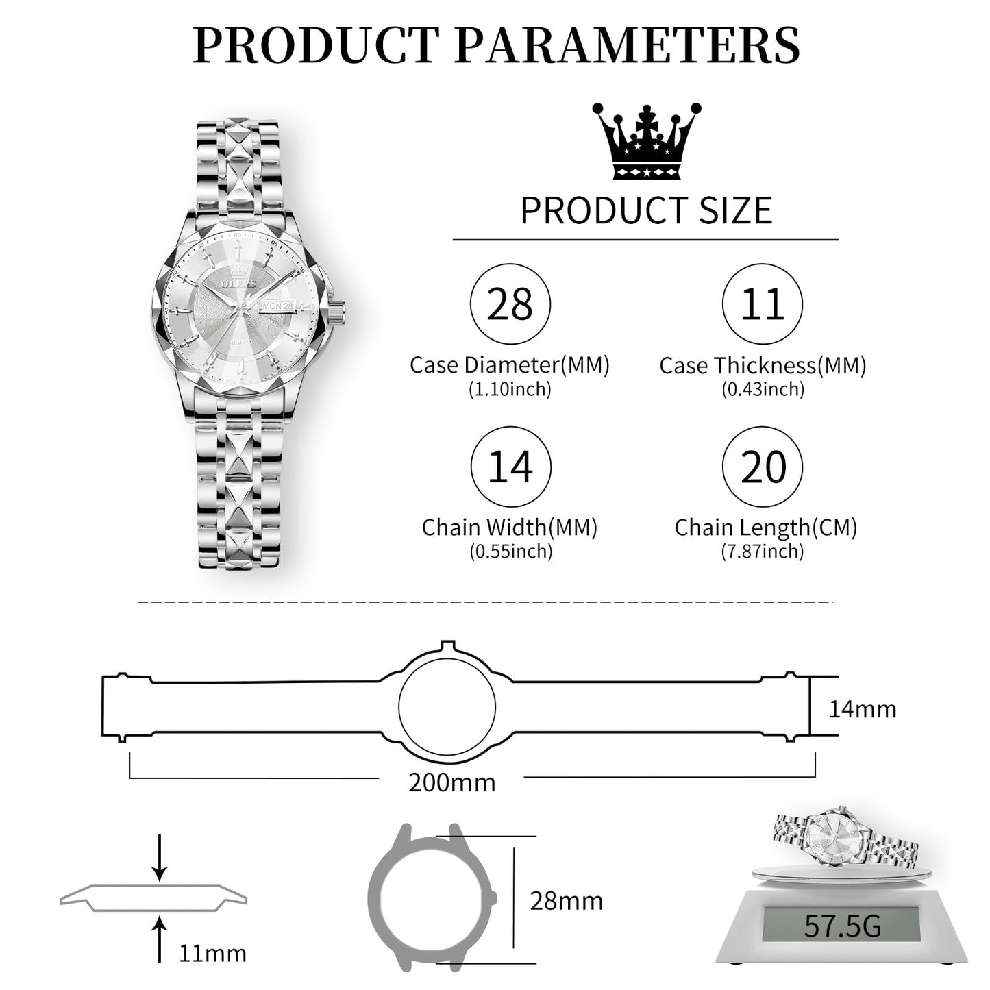 OLEVS Women's Luxury Elegant Watch, Fashion Waterproof Ladies Dress Watch, Stainless Steel Gold Silver Watches for Women, Small Wrist with Day Date, Ideal for Gift Daily Wear