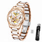 Vetra Women Watches Automatic Luxury Diamond Dress Ladies Watch Fashion Waterproof Ceramic Strap Rose Gold Self Winding Female Wrist Watch