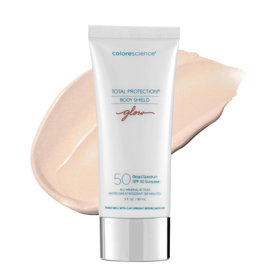Total Protection® Body Shield Glow SPF 50, Lightweight Pearlescent Zinc Oxide Formula, Environmental Defense Against Blue Light & Pollution, For All Skin Types, 3 fl. oz