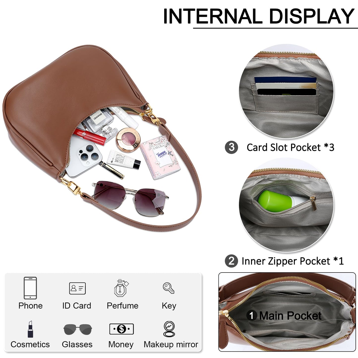 KKXIU Shoulder Bag for Women Cute Hobo Purses and Handbags Retro Clutch Underarm Purse | Cute