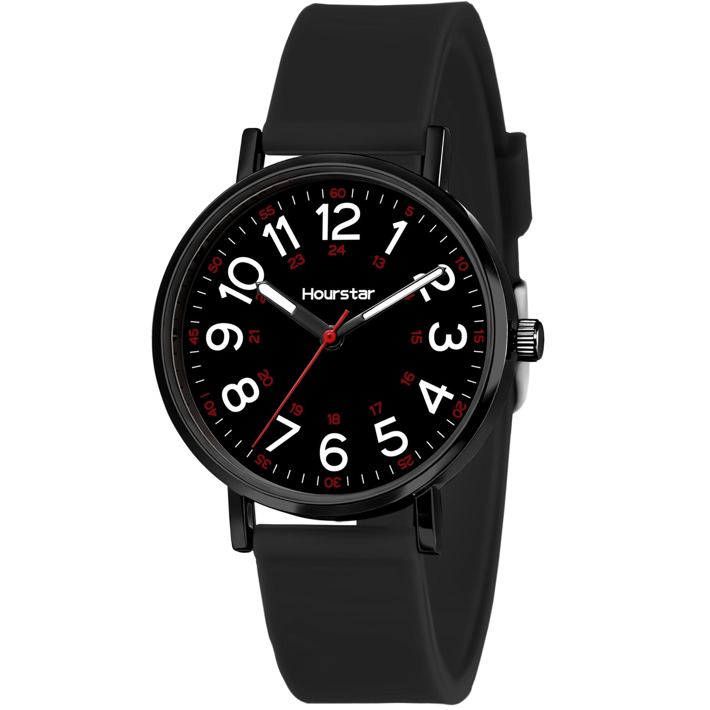 Women's Analog Nurse Watch with Second Hand for Nursing, 12/24 Time, Silicone Band, Easy Read