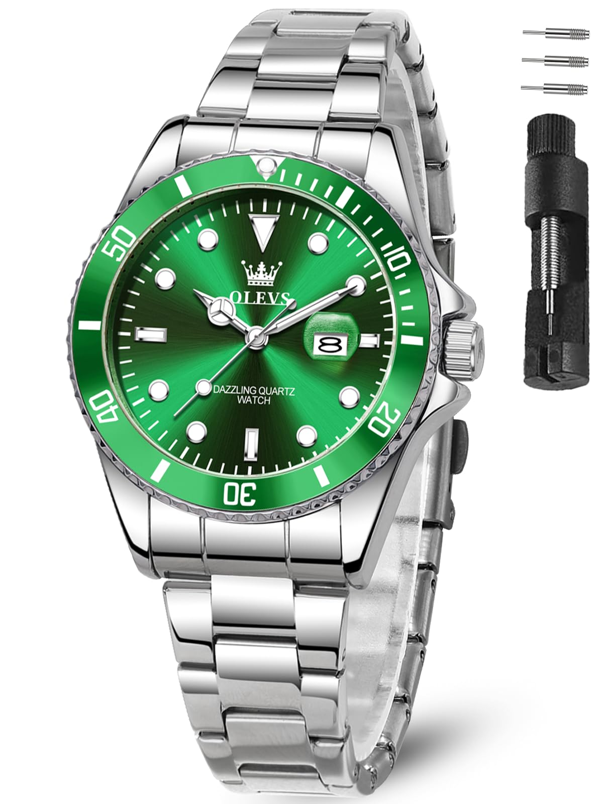 OLEVS Watch Women Silver Watches for Women Luxury for Small Wrists Dress Stainless Steel Women's Wrist Watches Easy to Read Reloj para Mujer Black/Blue/Gold/Green/Pink/Purple