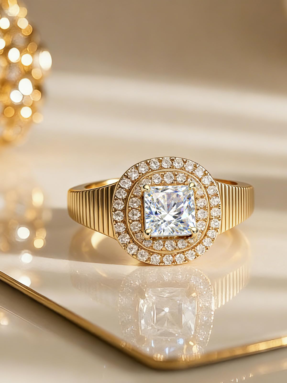 Personalized Princess Cut Moissanite Engagement Ring for Women – 10K/14K/18K Gold Custom Promise, Wedding & Anniversary Ring with Luxury Gift Box
