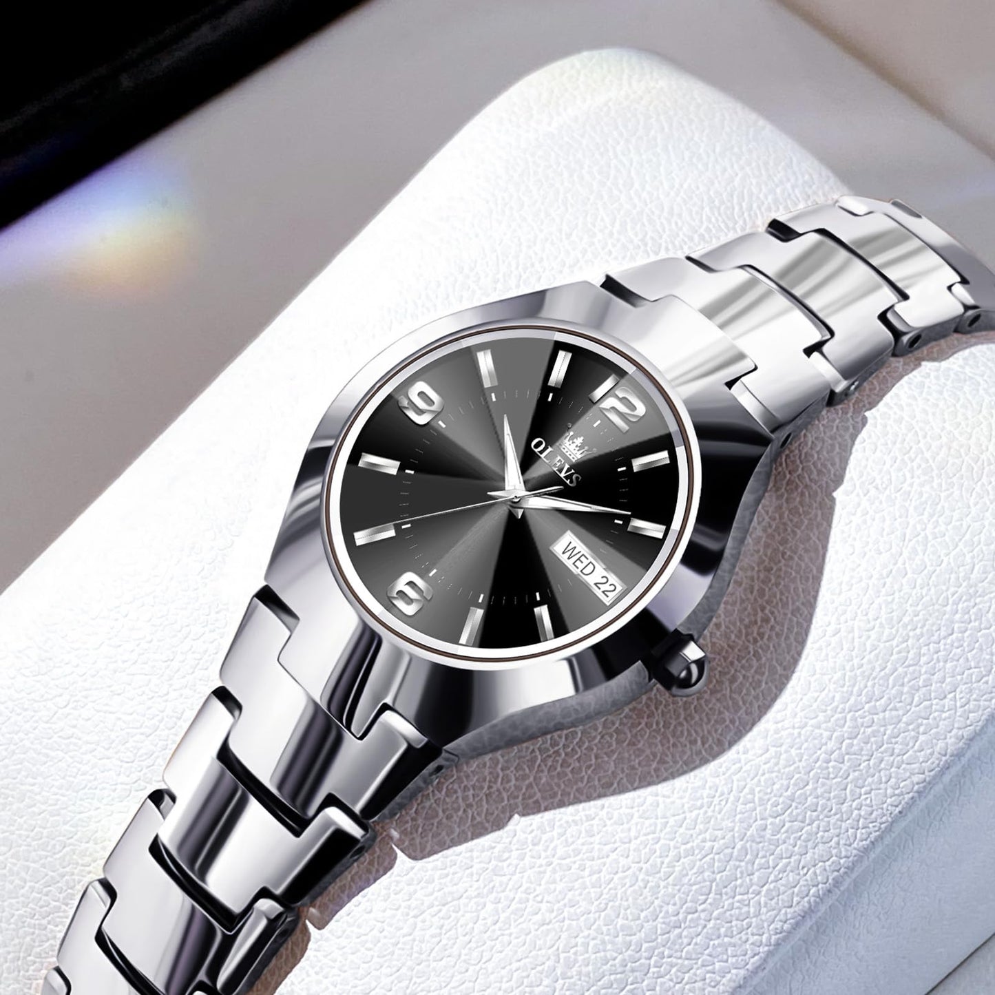 OLEVS Watch Women Luxury Dainty Vintage Square/Round Small Watches for Women Waterproof Stainless Steel Analog Women's Watches with Day Date Fashion Dress Easy Read Female Watch Reloj para Mujer