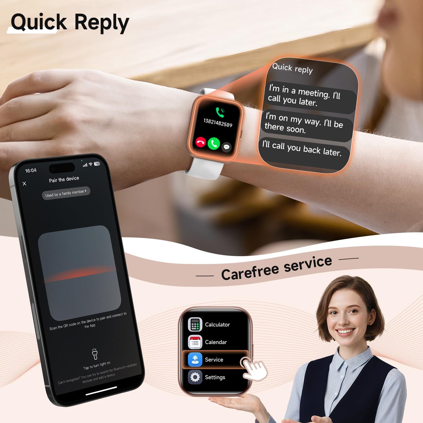 Smart Watches for Women, 1.8" Touch Screen Fitness Tracker for Android & iPhone, Answer/Make Calls, Alexa Built-in, Heart Rate/Sleep/SpO2 Monitor Smartwatch, IP68 Waterproof 101+ Sport Modes, 2 Bands