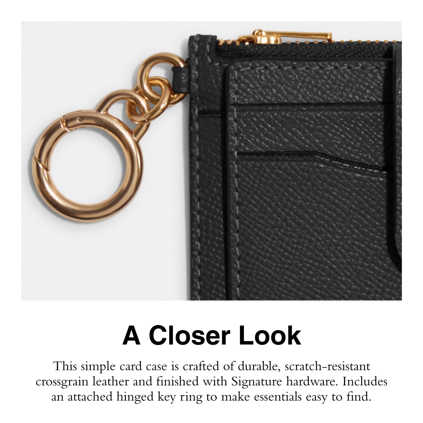 COACH Crossgrain Leather Attachment Card Case